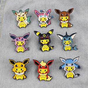 9 badges en métal émaillé peints, style cosplay Pikachu mignon, pour la décoration de sacs à dos et de vêtements - Product Image 1
