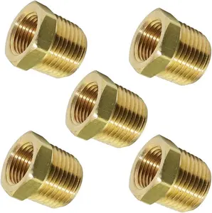 Brass Reducer Hex Bushing Reducer Cast Pipe Fitting 1/2 "NPT Male X 3/8" NPT Female Adapter