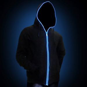 Custom LED <b>Zip</b>-<b>Up</b> <b>Hoodie</b> 100% Cotton Unisex Youth Autumn Embroidered Plain Dyed <b>Black</b> - Product Image 3