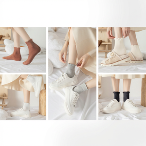 <strong>Ladies</strong> Casual <strong>Socks</strong> Ankle <strong>Socks</strong> Frill Trim Solid Color Skin-Friendly Sweat-Absorbent <strong>Socks</strong> Bulk Order Bulk Custom logo - Product Image 6
