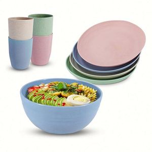 Assiettes en paille de blé, vaisselle de luxe biodégradable, ensembles de vaisselle - Product Image 2