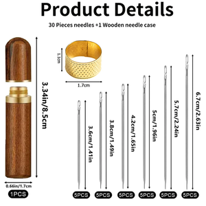 Kim khâu mù có lỗ bên hông, thép không gỉ, kim dành cho người già, khâu tay, ghim khâu, tự khâu tại nhà, kèm dụng cụ tự luồn chỉ - Product Image 5