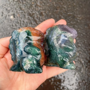 Wholesale Natural <strong>Moss</strong> Agate Dinosaur Carving Crystal Quartz Dinosaur Craft <strong>for</strong> Decoration - Product Image 1
