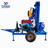 Machine de forage de puits d'eau remorquable à moteur diesel de 150 m avec moteur de 22 CV et pompe de 3,5 kW