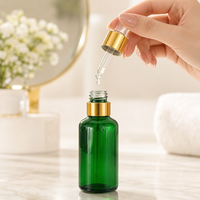 Vente en gros de flacons compte-gouttes en verre vert émeraude vides de 10 ml, 15 ml et 30 ml pour huiles essentielles et liquides