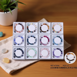 Bracelet en acier inoxydable Angelina 8 mm avec perles en pierre naturelle, style bohème unisexe, bijoux cadeau - Product Image 4