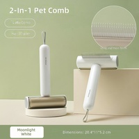 Brosse de toilettage portable 3-en-1 populaire pour animaux de compagnie : peigne à dents fines, rouleau anti-poils et brosse démêlante rechargeable pour chiens et chats