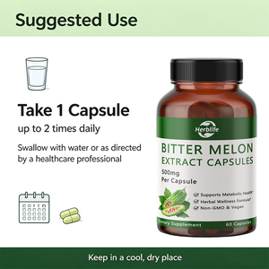 Capsules d'extrait de melon amer OEM ODM, extrait pur de melon amer 500mg, complément alimentaire à base de plantes, flacon à marque privée, 60 unités - Product Image 4