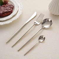 Ensemble de couverts de luxe en acier inoxydable doré, couteau à steak, fourchette, cuillère, vaisselle de table pour mariage, banquet, cadeau, vente en gros