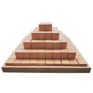 Apilador de bloques de construcción grande escalonado, juegos de pirámide de madera natural con bandeja de madera, venta al por mayor - Product Image 1