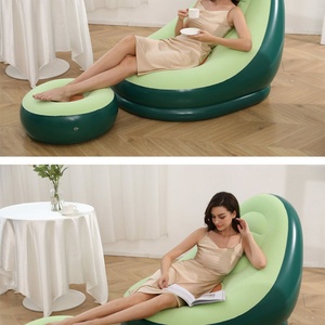 New Avocado <b>Inflatable</b> <b>Sofa</b> Portable PVC Flocking Foldable Recliner Outdoor <b>Sofa</b> Stirrups Combination Can Be Customized - Product Image 3