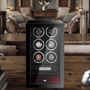 स्वचालित 12-स्लॉट स्पर्श नियंत्रण लकड़ी के घड़ी विंदर बॉक्स सुरक्षात्मक डिजाइन माइक्रोफाइबर अलाइनिंग - Product Image 6