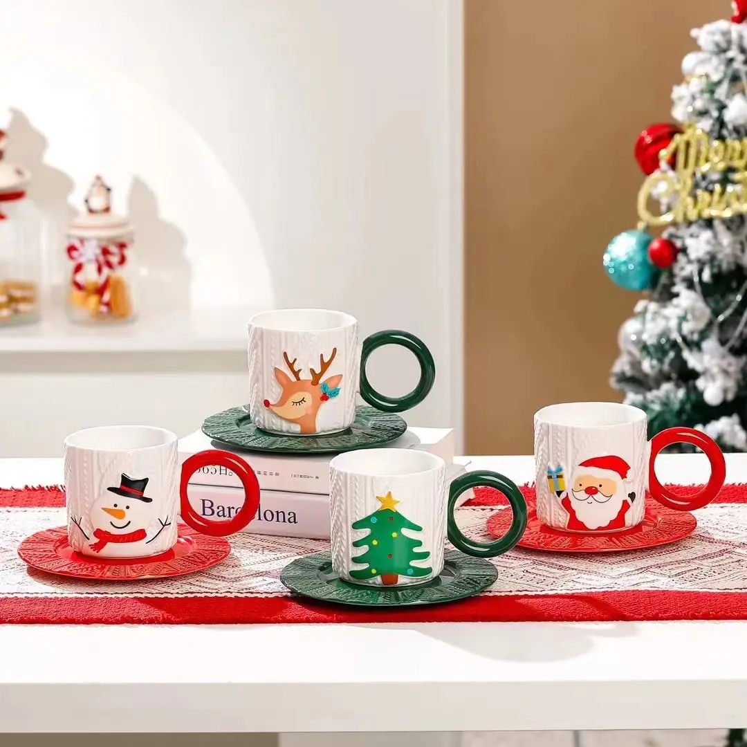 新デザインクリスマスセラミックコーヒーエスプレッソカップセット