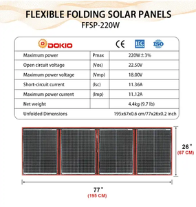 Dokio esnek katlanabilir GÜNEŞ PANELI yüksek verimli seyahat ve telefon ve tekne taşınabilir 12V 80w 100w 150w 200w 300w GÜNEŞ PANELI kiti - Product Image 4