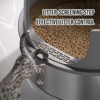 Bac à litière rond en acier inoxydable grande capacité facile à nettoyer pour chat avec poubelle intégrée, plateau pour chat d'intérieur OEM