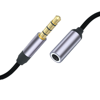 Câble d'extension audio en nylon plaqué or cuivre 4 pôles 3,5 mm TRRS mâle stéréo pour PC, casque, haut-parleur