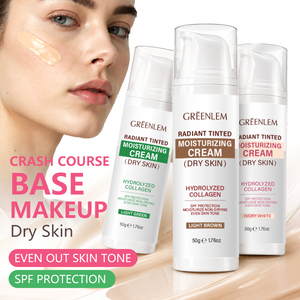 Crème hydratante teintée éclatante, crème BB correctrice de couleur, fond de teint au collagène hydrolysé, base de maquillage pour peaux sèches - Product Image 3
