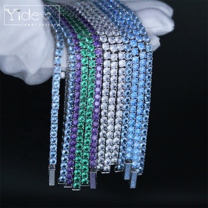 925 Sterling <span class=keywords><strong>argento</strong></span> iced out diamante della cz choker collana da tennis da tennis delle donne degli uomini catene del braccialetto - Product Image 4
