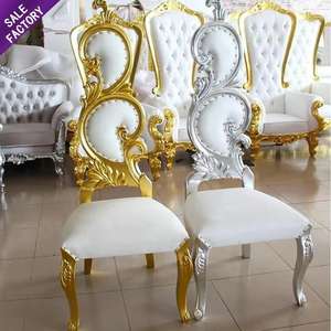 Wholesale Wedding Furniture Gold Back <b>White</b> Seat New Designs Sofa Throne <b>Chairs</b> for Events - Product Image 4