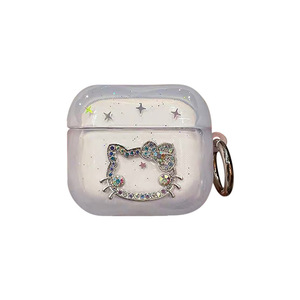 <span class=keywords><strong>Coque</strong></span> souple transparente style minimaliste pour écouteurs iPhone, étui <span class=keywords><strong>Airpods</strong></span> avec strass et boucle suspendue Chat KT, compatible <span class=keywords><strong>Airpods</strong></span> Pro 3 - Product Image 6