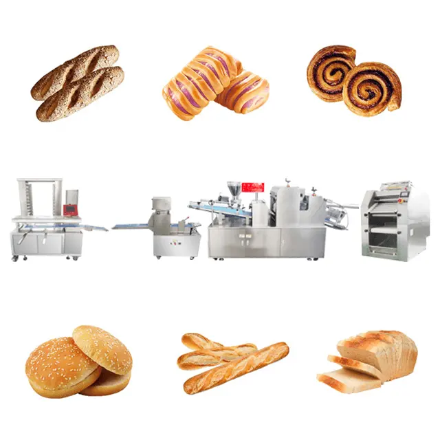 Penjualan laris 2023 mesin pembuat roti otomatis yang diisi jalur produksi roti untuk komersial