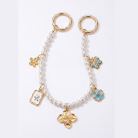 Accessoires de mode : Porte-clés chaîne de perles avec breloques remplaçables papillon et fleur, breloque de sac pour femme