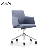 Chaises de course d'ordinateur de chaise de bureau pivotante à dossier bas en cuir noir M & W vente en gros