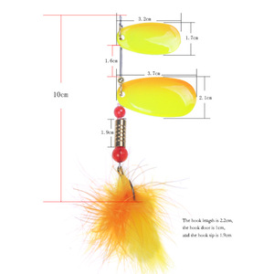 Señuelo Giratorio de 10cm y 17g, Verde con Pelaje Amarillo, para Pesca de Carpa Crucian, Señuelo de Agua Media - Product Image 2