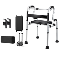 Bâtons de marche pliants en alliage léger avec réglage en hauteur pour la réadaptation - Support de marche portable