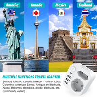 Adaptador de Viaje Universal Inteligente 6 en 1 de Alemania a Estados Unidos con Enchufe y Tomacorriente, 3 Puertos USB-A, 1 Puerto Tipo-C, Protección Contra Sobrecarga de 10A