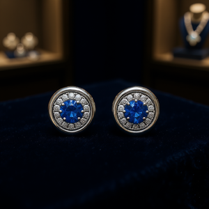 Pendientes de Diamantes Azules E3268 para Mujer, Corte Brillante Redondo, Color G, Diamantes Naturales, Estilo Clásico, Uso Diario - Product Image 2