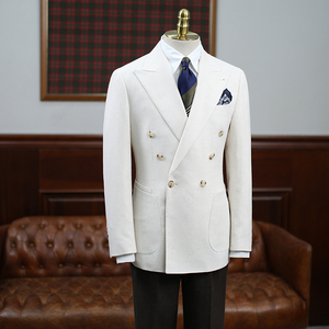 Traje <span class=keywords><strong>de</strong></span> Lino para Hombre, Corte Italiano, Doble Botonadura, Solapa <span class=keywords><strong>de</strong></span> Pico, Ideal para Bodas <span class=keywords><strong>de</strong></span> Verano y Vacaciones, Calidad Premium - Product Image 3