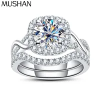 Bague de Noël MuShan en argent sterling 925 plaqué or 18 carats avec moissanite ronde pour femme, bijoux de luxe, brevet MST, bagues raffinées
