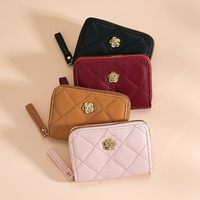 Dompet Wanita Klasik Bermotif Camellia, Dompet PU Chic, Dompet Portabel untuk Uang Tunai, Koin, dan Kartu, Billetera De Disenador