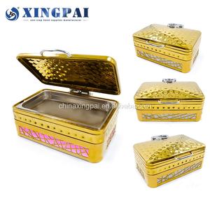 XINGPAI Restaurant Hôtel Fournitures 9L LED Base Rectangulaire Or Chefing <span class=keywords><strong>Plat</strong></span> En Acier Inoxydable Plats Pour La Restauration - Product Image 3