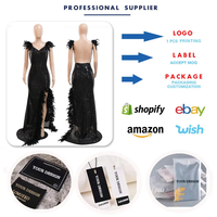 Robes de soirée de luxe Y900214 pour femmes, robes de soirée sans manches, col en V, dos nu, irrégulières, à plumes et sequins, robe de bal formelle