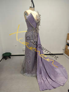 Ocstrade OEM Fabriek Topkwaliteit Handgemaakte 3D Bloemrijke Borduurwerk Zilveren Strass Pailletten Sleepjurk Luxe Gala Jurken Zwarte Meisjes - Product Image 4