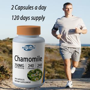 OEM / ODM Vente chaude Camomille 750mg, 240 capsules végétariennes, 120 portions - Non-OGM, Sans gluten, Soutien immunitaire - Product Image 4