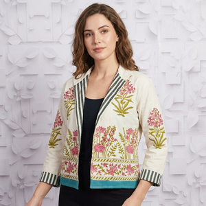 Chaqueta larga Suzani con estampado en lona para mujer, estilo bohemio, gitano, Crewel, ideal para primavera, festivales, regalo especial. - Product Image 1