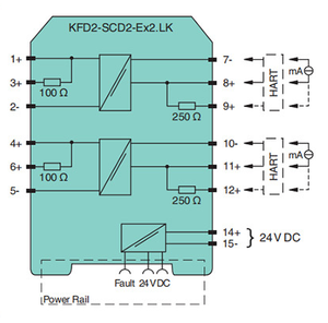 Driver de courant intelligent à barrière isolée 2 canaux KFD2-SCD2-EX2.LK HART SIL2, sécurité intrinsèque, montage sur rail DIN 35 mm, 24 V CC - Product Image 2