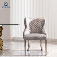 Chaise de salle à manger en velours Mobilier moderne de luxe en acier inoxydable pour la maison