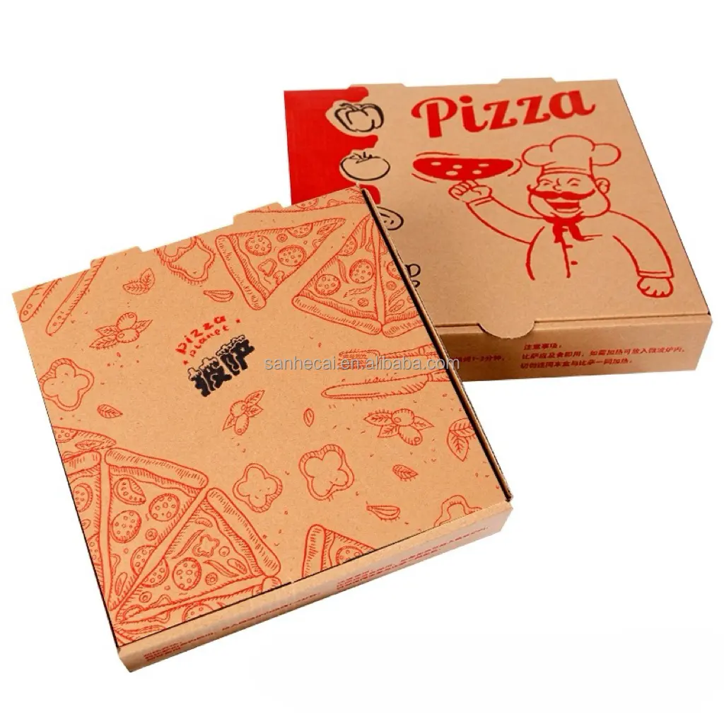 Scatola per Pizza in carta Kraft marrone stampata con Logo personalizzato confezione per alimenti Premium