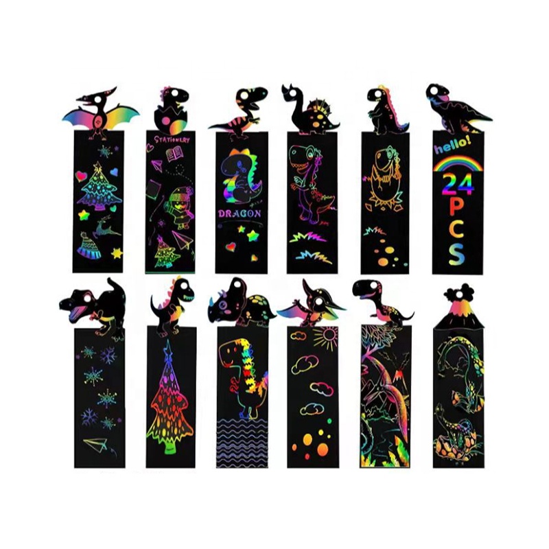 Закладки-царапины в виде животных, радужные царапины, украшения для творчества, Набор для творчества для детей