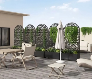 Fioriera Decorativa da Esterno in Metallo con Schermo, Motivo Personalizzabile, Colore a Scelta, Fioriera Combinata in Acciaio Galvanizzato per Fiori - Product Image 2