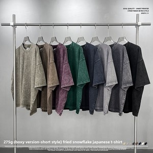 T-shirts unisexes pour hommes et femmes, style vintage ample, à manches courtes, effet délavé flocon de neige, coupe ample - Product Image 4