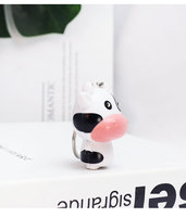 Porte-clés LED Vache Adorable Lumineux Sonore 3D Dessin Animé Mini Bovin pour Femme, Pendentif de Sac - Vente Chaude
