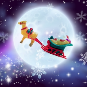 Delfino solare statuetta di natale e giocattolo di Santa Rudolph slitta - Product Image 1