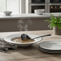 Cuillère à soupe noire en nylon antiadhésive pour servir et portionner les soupes, accessoire essentiel et pratique avec revêtement anti-adhérent et trou pour retirer facilement la crème