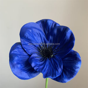 E-819 Flor de Anémona Artificial al por Mayor, Tallo Único, Mini Anémona Artificial de PU, Azul - Product Image 6