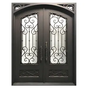 Custom Modern Exclusive Door Exterior Front Entrance Security Luxury Decorative Wrought Iron Double Doors For Houses Villa Door